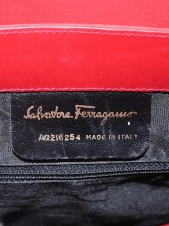 Salvatore Ferragamo Vala Backpack Suede Red Gold Auth BA11218 main image 9
